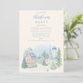 Pastel Winter Village Christmas Einladung (Stehend Vorderseite)
