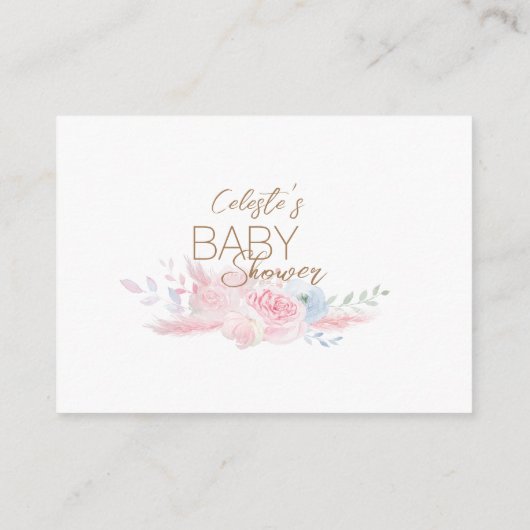 Pastel Winter Wonderland Babydusche Windelwanne Begleitkarte (Rückseite)