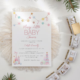 Pastel Winter Wonderland Merry Little Baby Dusche Einladung