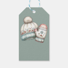 PASTEL-WINTERFEIERTAGS-HANDSCHUHE UND HUT GESCHENKANHÄNGER