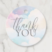 Pastel Wir sind auf Cloud Nine Baby Shower Danke Geschenkanhänger (Vorderseite)