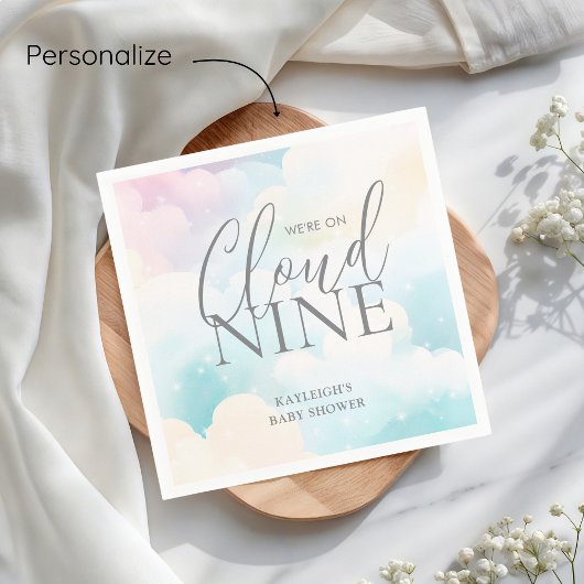 Pastel Wir sind auf Cloud Nine Baby Shower Serviette