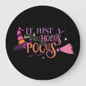 Pastel Witch Hocus Pocus Halloween-Hut-Broomstick Große Wanduhr (Vorderseite)