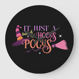 Pastel Witch Hocus Pocus Halloween-Hut-Broomstick Große Wanduhr