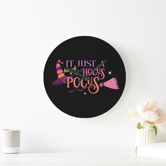 Pastel Witch Hocus Pocus Halloween-Hut-Broomstick Große Wanduhr (Zuhause)