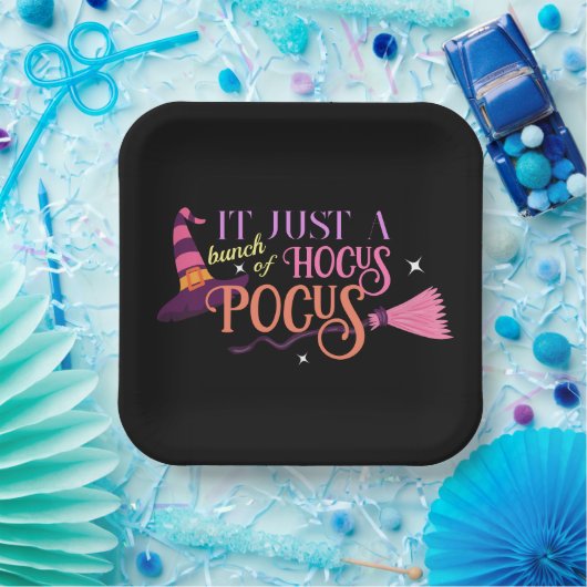 Pastel Witch Hocus Pocus Halloween-Hut-Broomstick Pappteller (Party)