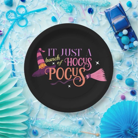 Pastel Witch Hocus Pocus Halloween-Hut-Broomstick Pappteller (Party)