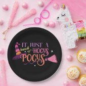 Pastel Witch Hocus Pocus Halloween-Hut-Broomstick Pappteller (Party)