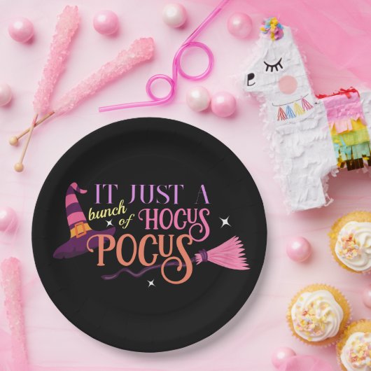 Pastel Witch Hocus Pocus Halloween-Hut-Broomstick Pappteller (Party)