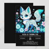 Pastel Wolf Digital Geburtstag Einladung (Vorne/Hinten)