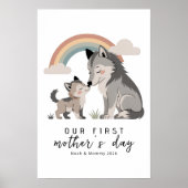 Pastel Wolf Mom Pup First Mother’s Day Nursery  Poster (Vorne)
