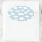 Pastel Wolken Ästhetik Baby Blau und Weiß Ovaler Aufkleber (Tasche)