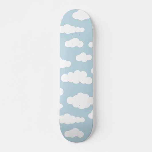 Pastel Wolken Ästhetik Baby Blau und Weiß Skateboard (Vorne)