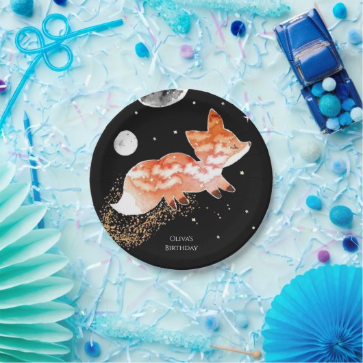 Pastel Woodland Fox Geburtstag Pappteller (Party)