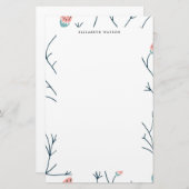 Pastel Woodland | Monogramm-Stationierung Briefpapier (Vorne/Hinten)