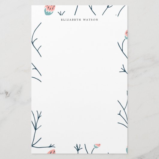 Pastel Woodland | Monogramm-Stationierung Briefpapier (Vorderseite)