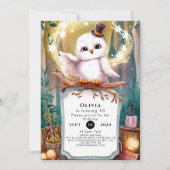 Pastel Woodland Owl Geburtstag Einladung (Vorderseite)