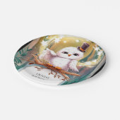 Pastel Woodland Owl Geburtstag Pappteller (Schrägansicht)