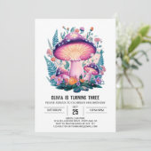 Pastel Woods Digital Mushroom Geburtstag Einladung (Stehend Vorderseite)