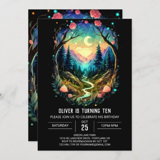 Pastel Woods Timber Geburtstag Einladung (Vorne/Hinten)