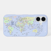 Pastel World Map – Personalized iPhone 16 Hülle (Rückseite (Horizontal))