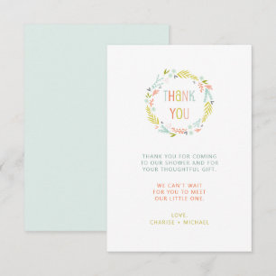 Pastel Wreath Babydusche vielen Dank Dankeskarte