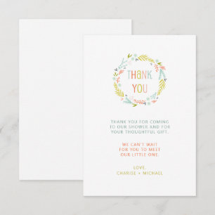 Pastel Wreath Babydusche vielen Dank Dankeskarte