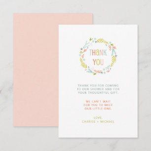 Pastel Wreath Babydusche vielen Dank Dankeskarte