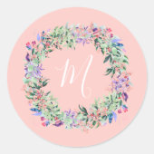 Pastel Wreath - Hellrosa Runder Aufkleber (Vorderseite)