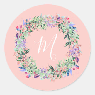 Pastel Wreath - Hellrosa Runder Aufkleber