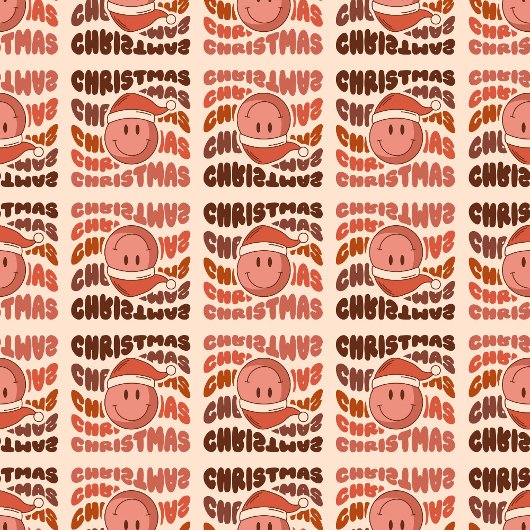 Pastel Xmas Groovy Retro Smiling Emoticons 70th Duschvorhang