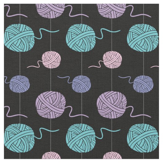 Pastel Yarn Ball String Pattern Black Stoff (Nahaufnahme)