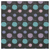 Pastel Yarn Ball String Pattern Black Stoff (Muster)