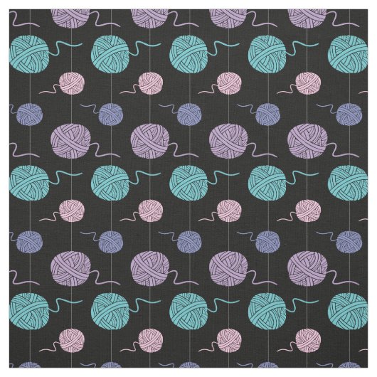 Pastel Yarn Ball String Pattern Black Stoff (Muster)