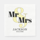 Pastel Yellow and Black Mr & Mrs. Wedding Serviette (Vorderseite)