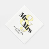 Pastel Yellow and Black Mr & Mrs. Wedding Serviette (Ecke)