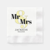 Pastel Yellow and Black Mr & Mrs. Wedding Serviette (Vorderseite)