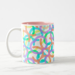 Pastel Yellow Blue Pink Abstrakte Kunst Happy Vibe Zweifarbige Tasse