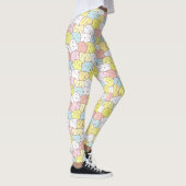 PASTEL YELLOW BLUE PINK NIEDLICHE ILLUSTRIERTE KAT LEGGINGS (Rechts)