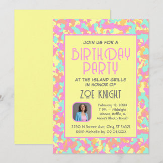 Pastel Yellow Confetti Geburtstagsparty Einladung
