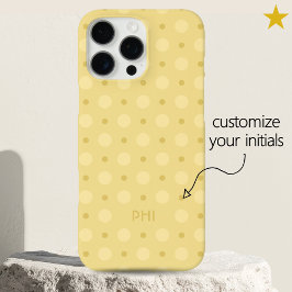 Pastel Yellow Dots Pattern Custom Name Initials iPhone 16 Pro Max Hülle