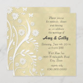 Pastel Yellow Floral Damask Hochzeitlicher Empfang Einladung (Vorne/Hinten)
