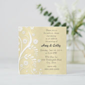 Pastel Yellow Floral Damask Hochzeitlicher Empfang Einladung (Stehend Vorderseite)