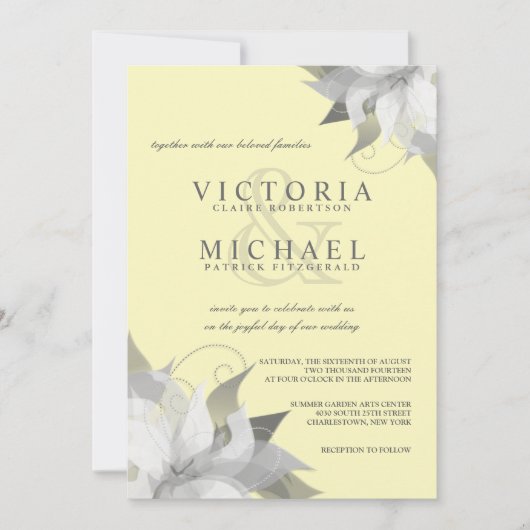 Pastel Yellow Floral Wedding Einladungen (Vorderseite)
