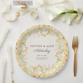 Pastel Yellow Floral Wedding Probe Pappteller