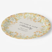 Pastel Yellow Floral Wedding Probe Pappteller (Schrägansicht)