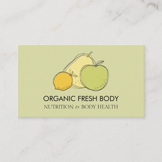 Pastel Yellow Food Fruit Dietician Nutritionist Visitenkarte (Vorderseite)