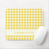 Pastel Yellow Gingham Buffalo Karo Kariert Name Mousepad (Mit Mouse)