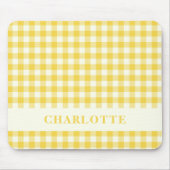 Pastel Yellow Gingham Buffalo Karo Kariert Name Mousepad (Vorne)