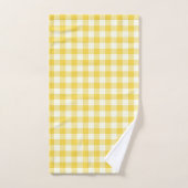 Pastel Yellow Gingham Buffalo Karo Kariertes Muste Badhandtuch Set (Handtuch)